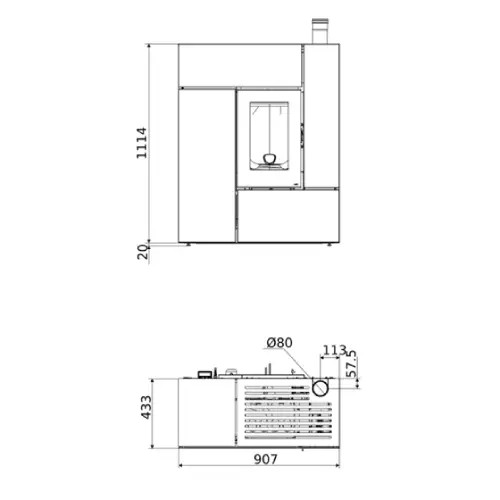 Poêle à granulés MCZ FEEL Comfort Air Matic 12 UP! M1 Core 12 kW