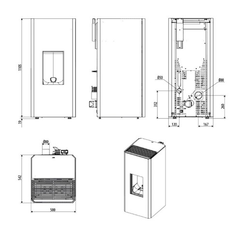 Poêle à granulés MCZ MAKO Comfort Air Matic 8 M1+ Core 8 kW