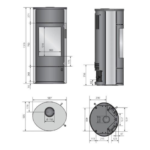 Poêle à bois Oranier Polar Neo Aqua 10 kW Hydro