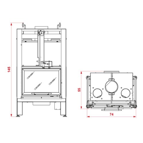 Insert bois Palazzetti Ecomonoblocco MX 64 Frontal 11 kW
