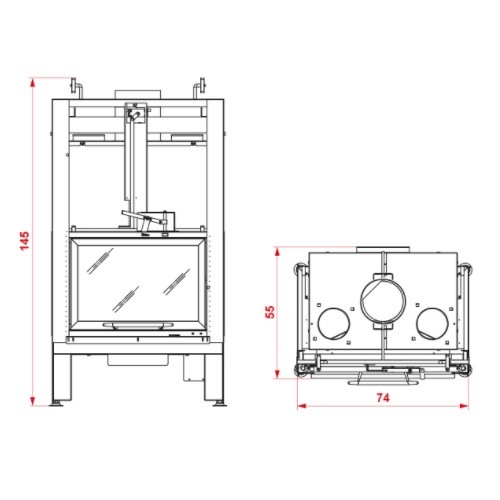 Insert bois Palazzetti Ecomonoblocco MX 64 Cheminée d'angle 11 kW