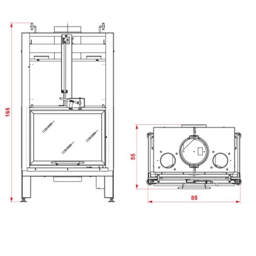 Insert bois Palazzetti Ecomonoblocco MX 78 Cheminée d'angle 13 kW