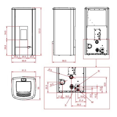 Poêle à granulés Palazzetti Ecofire Mirella Idro 13 | 10,3 kW Hydro