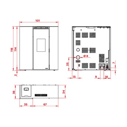 Poêle à granulés Palazzetti Tiffany Idro TC 21 kW Hydro