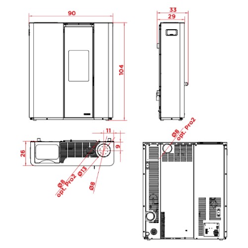 Poêle à granulés Palazzetti Ecofire Scarlet TC US 6 kW