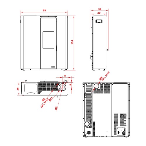 Poêle à granulés Palazzetti Ecofire Scarlet Lux TC US 6,1 kW