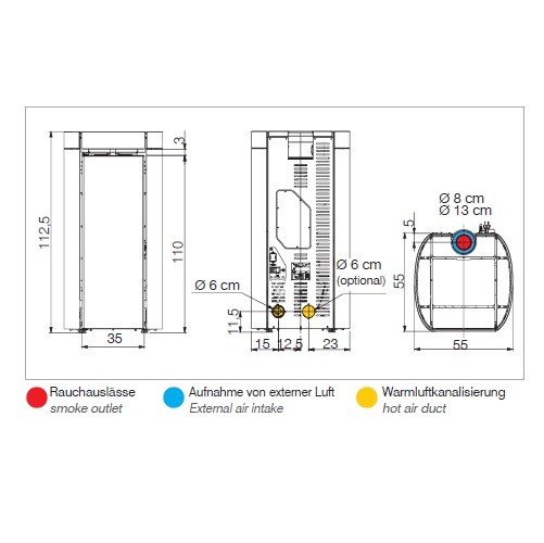 Poêle à granulés Edilkamin Rada Air Tight C 12,8 kW