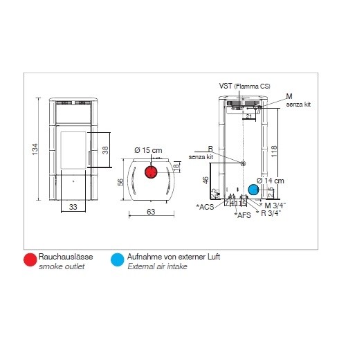 Poêle à bois Edilkamin Flamma 14 kW hydro