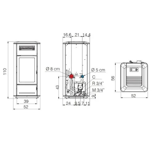Poêle à granulés Edilkamin Milla H 15 Evo 14,8 kW Hydro