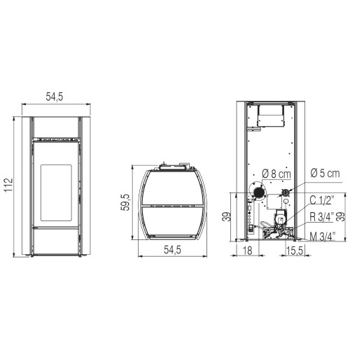 Poêle à granulés Edilkamin Myrna H 15 Evo 14,9 kW Hydro
