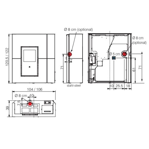 Poêle à granulés Edilkamin Blade H 23 Evo 22,8 kW Hydro