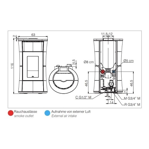 Poêle à granulés Edilkamin Cherie H 10 Evo 10,5 kW Hydro
