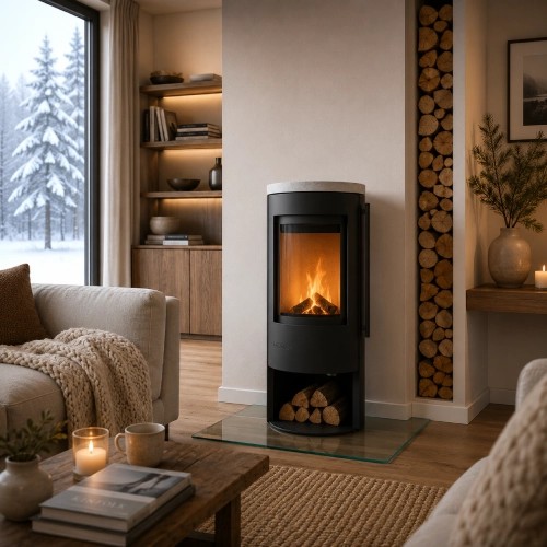 Poêle à bois Drooff Aprica 2 avec plaque supérieure 6 kW