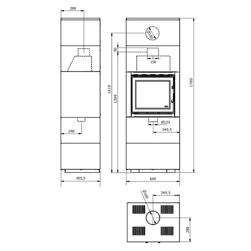 Poêle à bois Wamsler Modulo 70/180 G 6 kW
