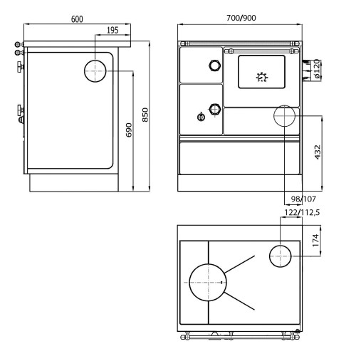 Cuisinière à bois Westminster poêle à combustible solide 70 Style 7,6 kW