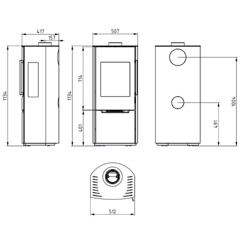 Poêle à bois Wamsler Pylon 1/3G 6,2 kW