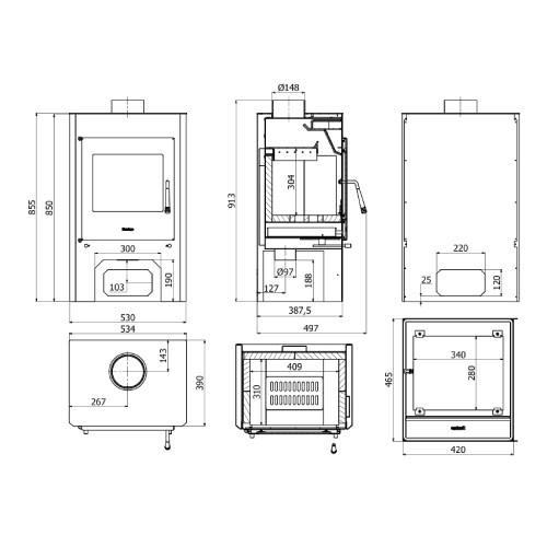 Poêle à bois HS Flamingo Espo III 9,2 kW