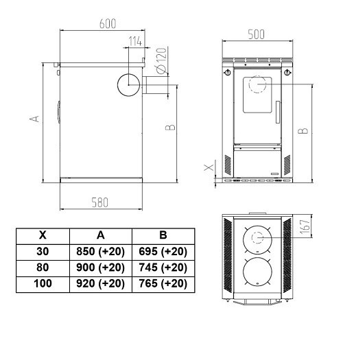 Cuisinière à bois Wamsler W3-50 | 6 kW