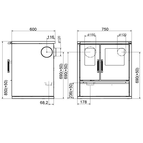 Cuisinière à bois Wamsler W1-75 | 8 kW
