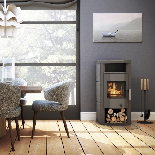 Poêle à bois Wamsler Thyra DB avec feu continu automatique 6 kW