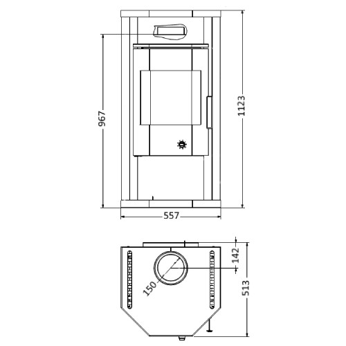 Poêle à bois Wamsler Thyra DB avec feu continu automatique 6 kW