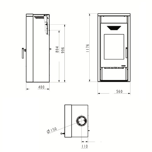 Poêle à bois Wamsler Logi 6 kW