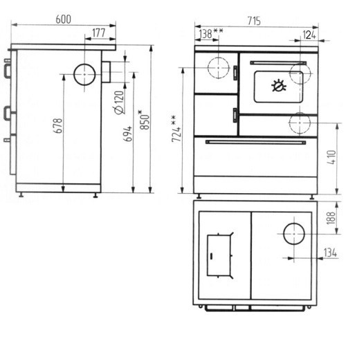 Cuisinière à bois Wamsler K 128 F 7 kW