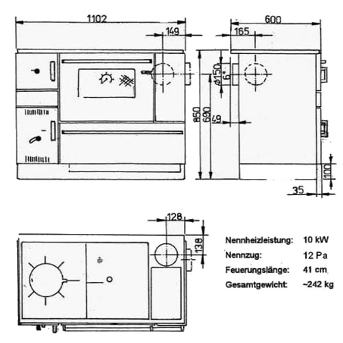 Cuisinière à bois Wamsler K 170 K 10 kW