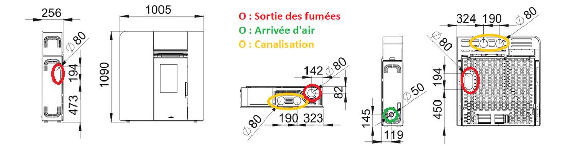 Poêle à granulés extra-plat option canalisable - BRONPI Cleo 11 kW