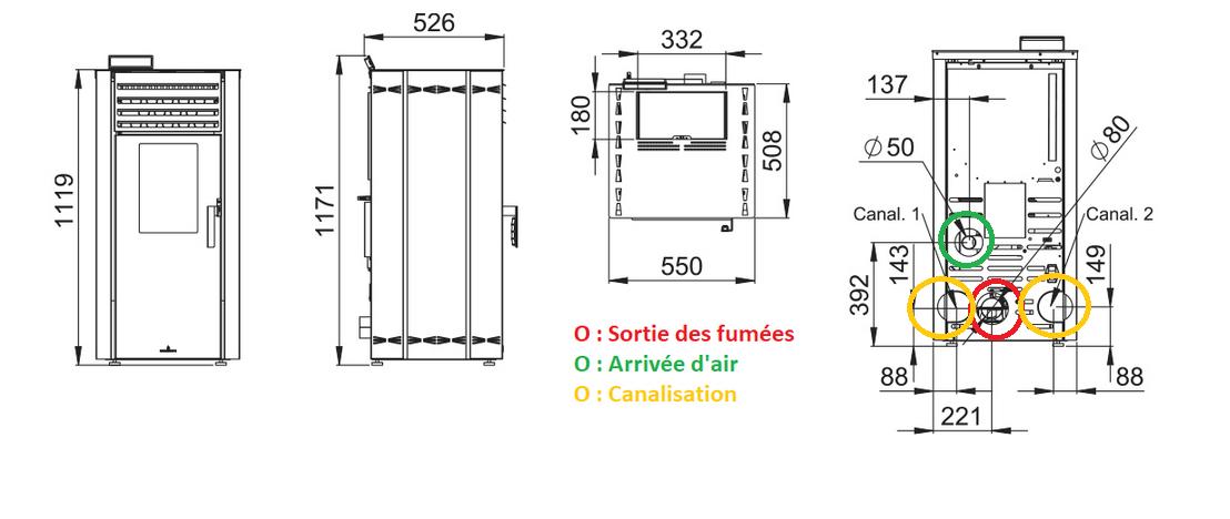 Poêle à granulés option canalisable - BRONPI Eva NC 14 kW