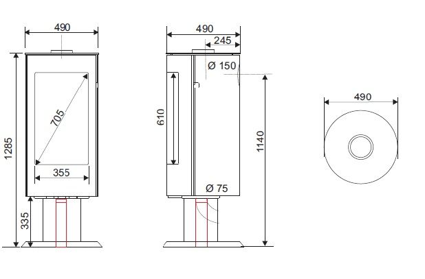 Poêle à bois étanche - SUPRA Chloé sur pied 7 kW