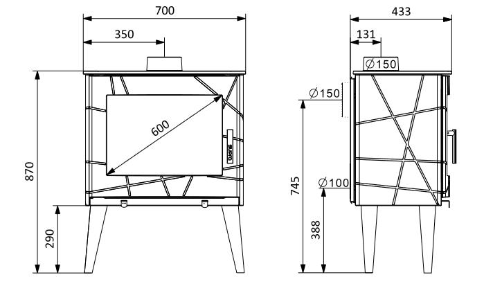 Poêle à bois étanche en fonte - SUPRA Usko 9.1 kW