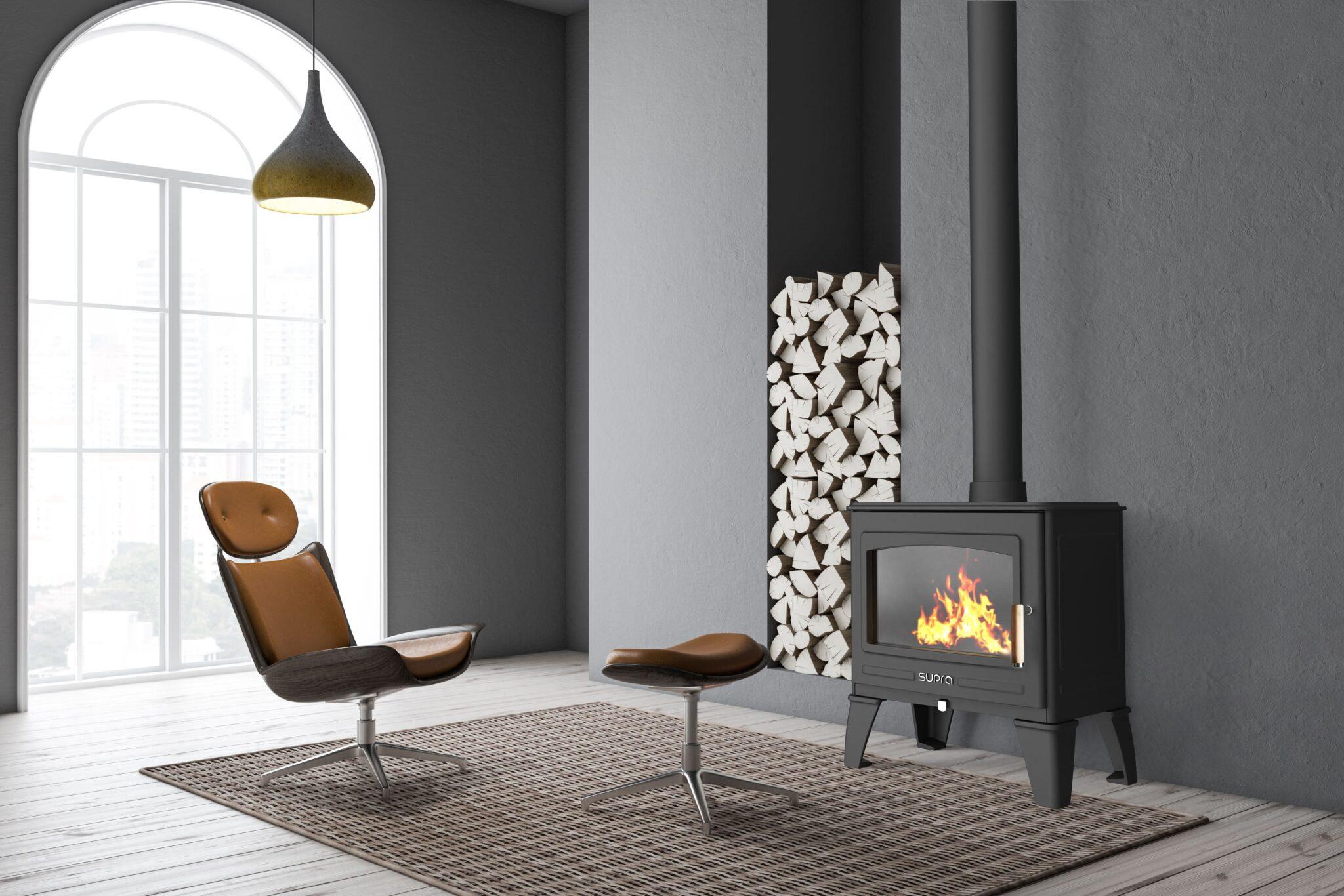 Poêle à bois raccordable en fonte - SUPRA Georges 6.7 kW