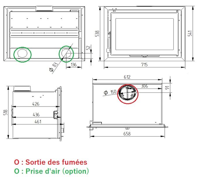 Insert à bois raccordable - FIREMATIC Olen 12.6 kW