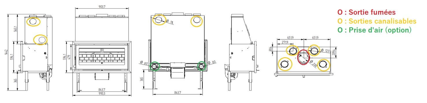 Insert à bois ventilé silencieux canalisable - FIREMATIC Ontario 14.5 kW