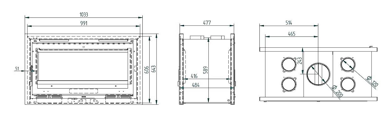 Insert à bois 2 vitres ventilé - FIREMATIC Sana 13.3 kW