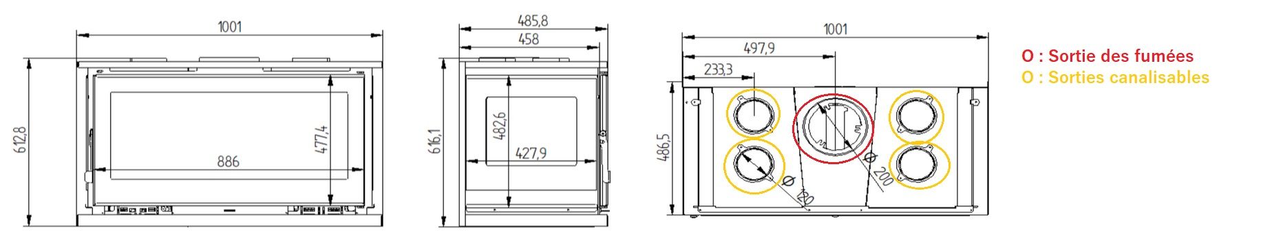 Insert à bois 3 vitres ventilé - FIREMATIC Olly 13.3 kW