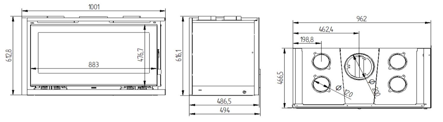 Insert à bois d'angle ventilé - FIREMATIC Eden-D 13.3 kW