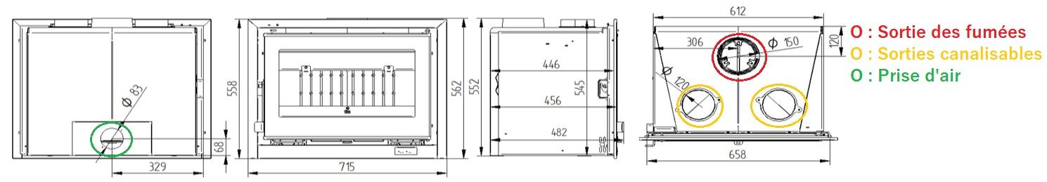 Insert à bois ventilé - FIREMATIC Waco fonte sérigraphié 12.6 kW