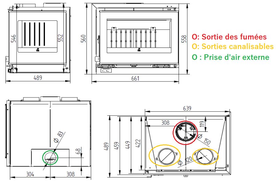 Insert à bois d'angle ventilé - FIREMATIC Lora-I 12.6 kW