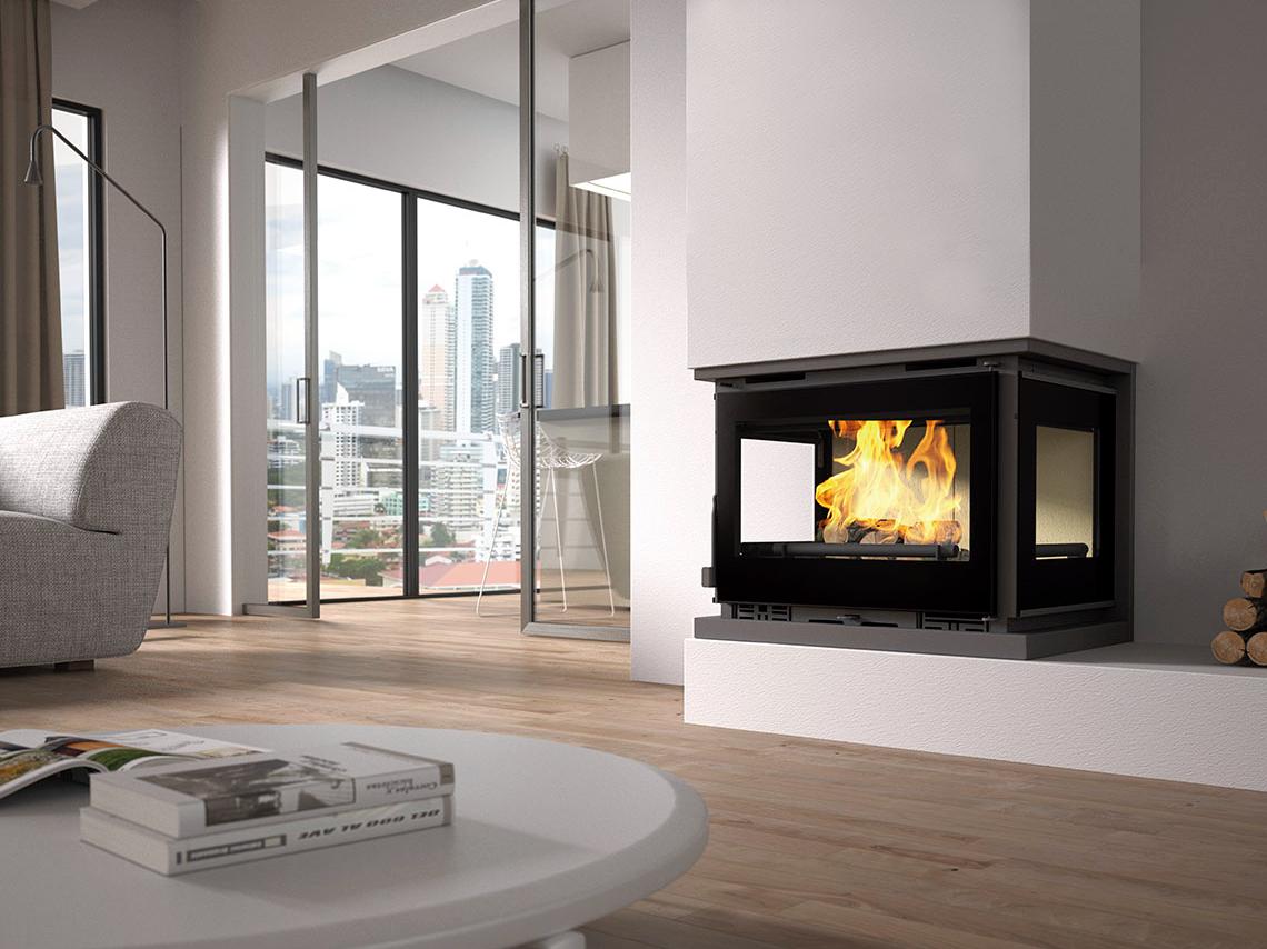 Insert à bois 3 vitres ventilé - FIREMATIC Dali 12.6 kW