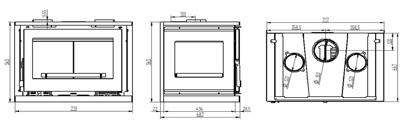 Insert à bois 3 vitres ventilé - FIREMATIC Dali 12.6 kW
