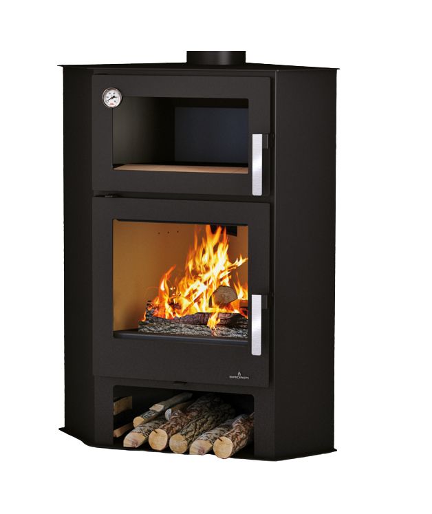 Poêle à bois d'angle avec four - BRONPI Lerma - H 9 kW