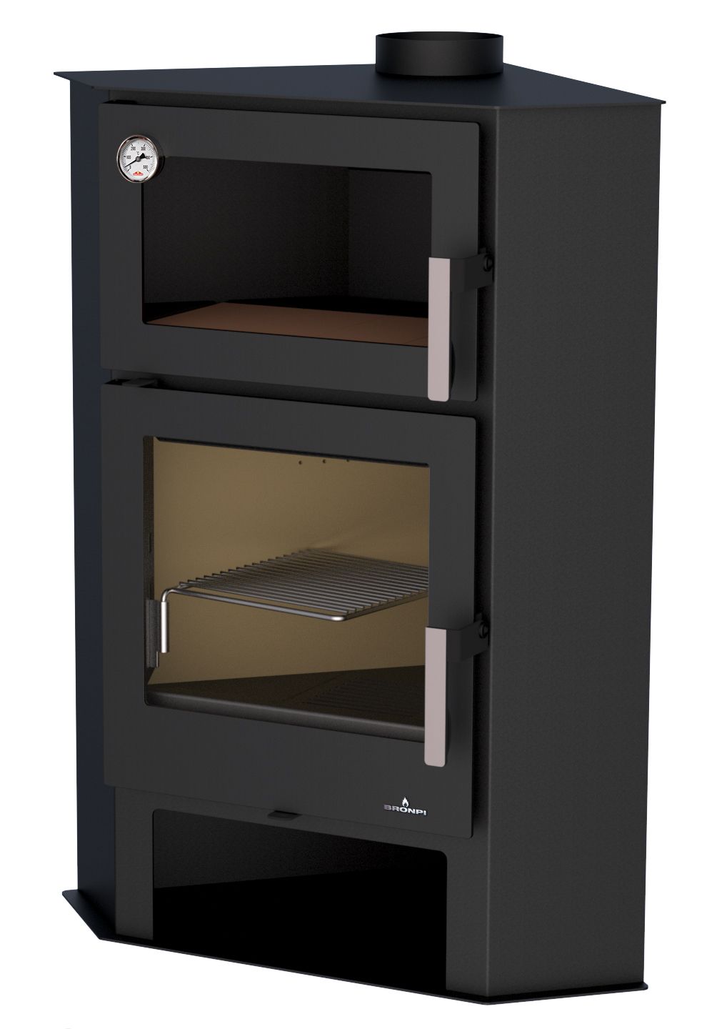 Poêle à bois d'angle avec four - BRONPI Lerma - H 9 kW