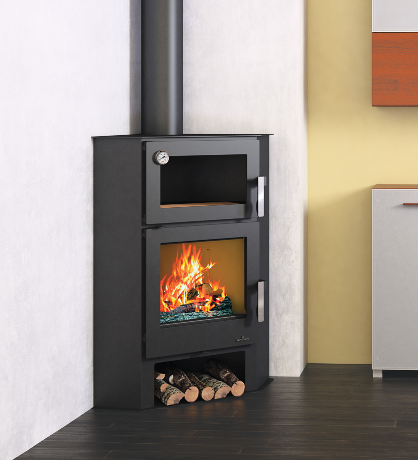 Poêle à bois d'angle avec four - BRONPI Lerma - H 9 kW