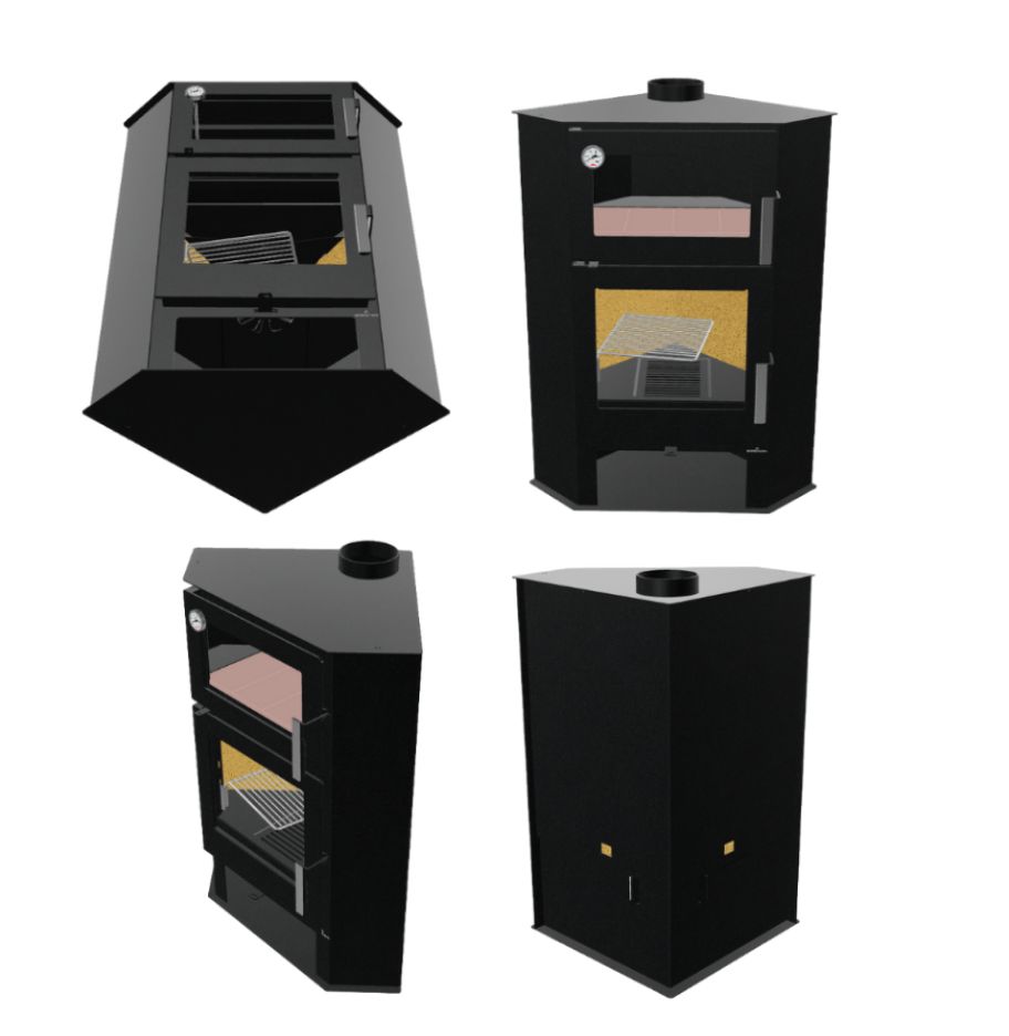 Poêle à bois d'angle avec four - BRONPI Lerma - H 9 kW