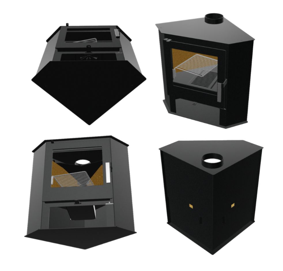 Poêle à bois d'angle - BRONPI Lerma 9 kW