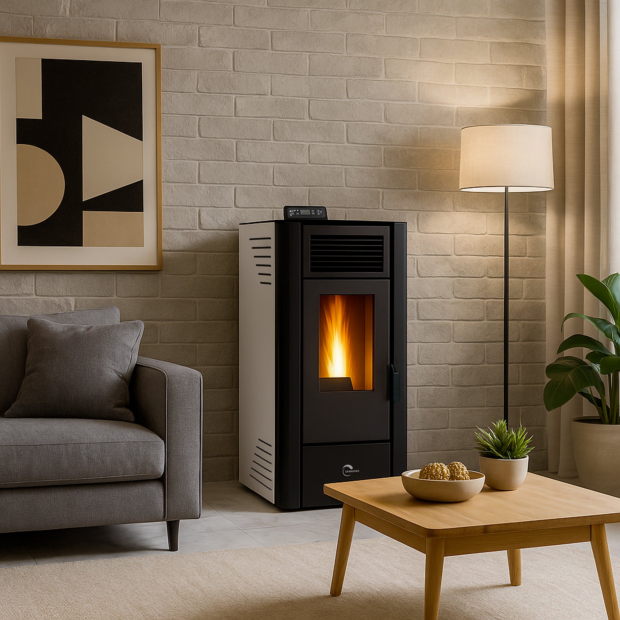 Poêle à granulés air Anita 11,6 kW Blanc Sannover