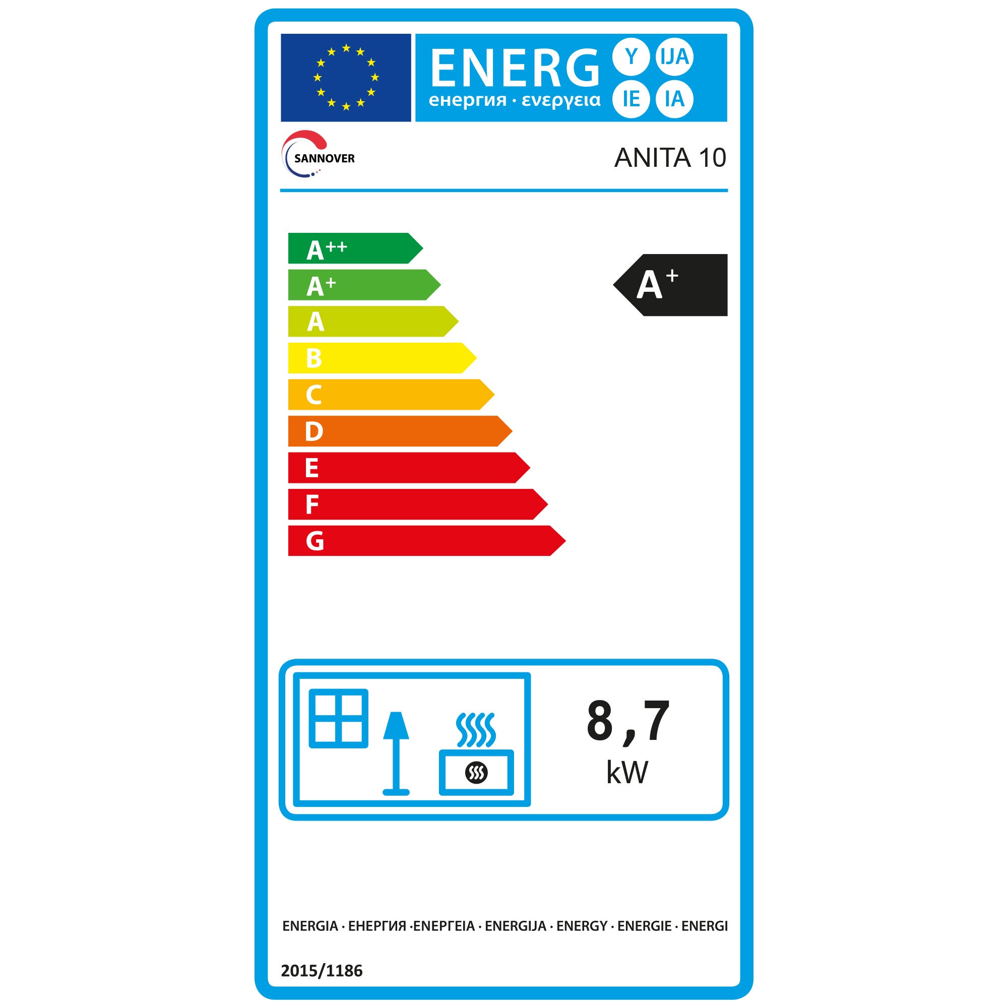 Poêle à granulés air Anita 11,6 kW Noir Sannover