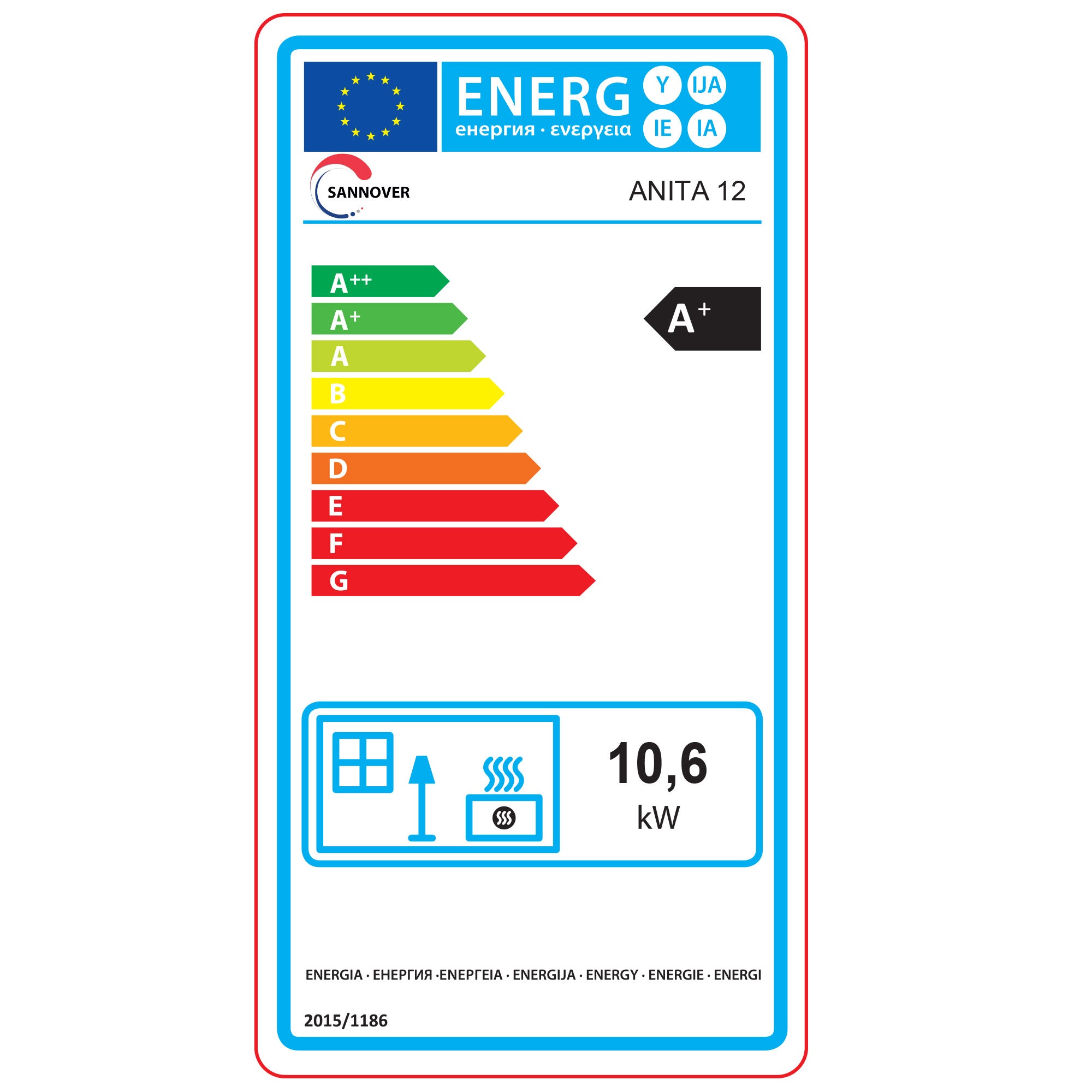 Poêle à granulés étanche Anita 12 kW Bordeaux Sannover